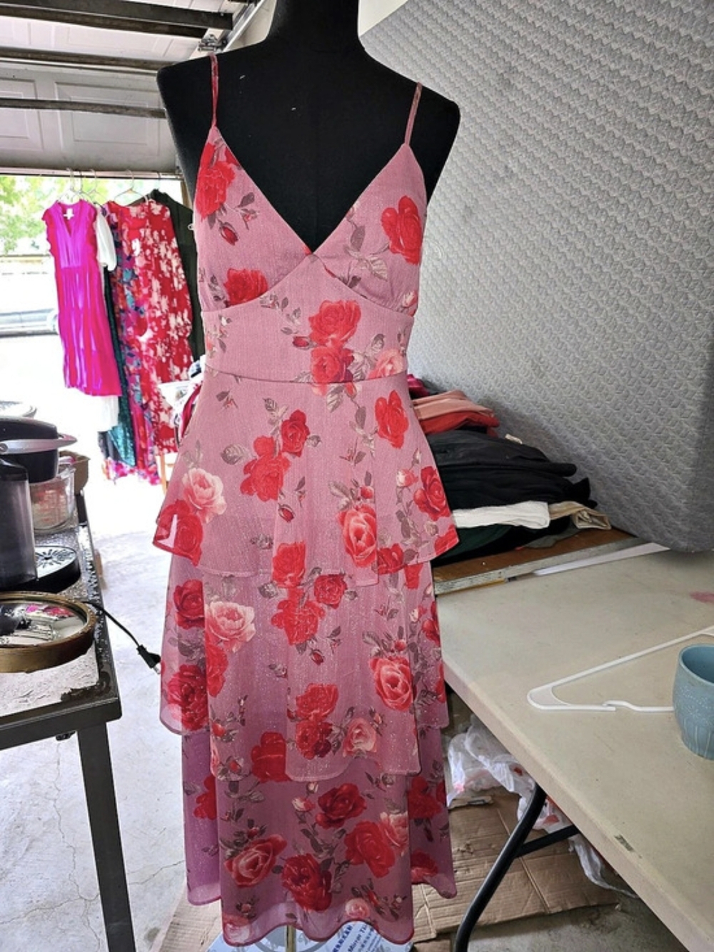 Trixxi Floral Maxi Dress in Pink & Red Size Small Like New Size 7